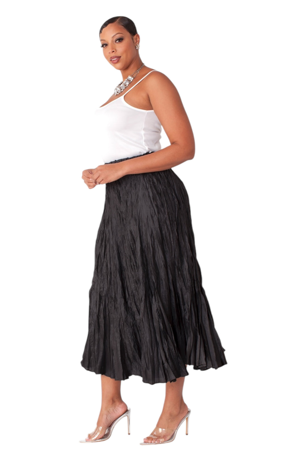 Elastic Waist Crinkle Maxi Skirt- Style #82615