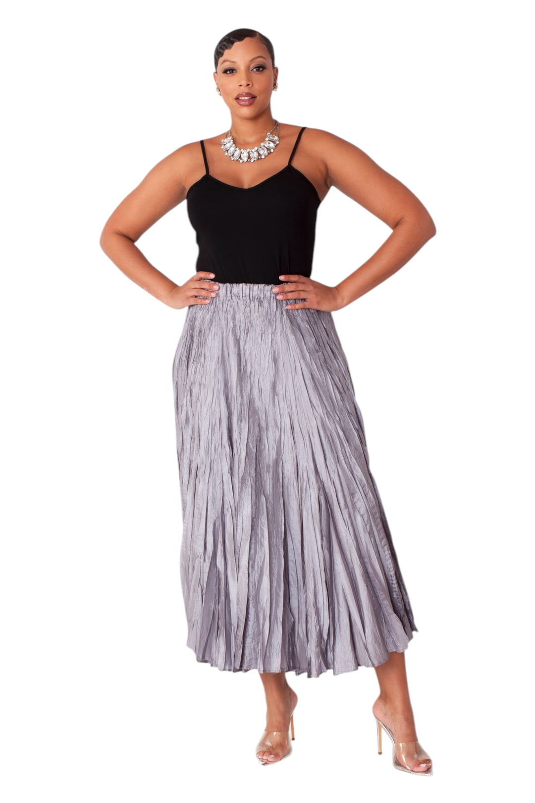 Elastic Waist Crinkle Maxi Skirt- Style #82615