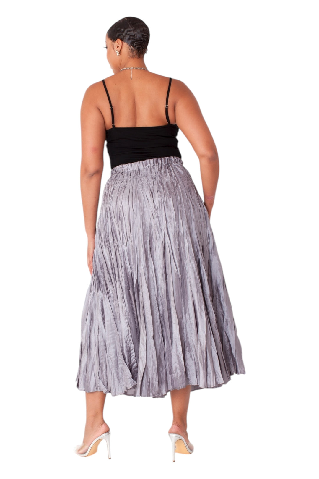 Elastic Waist Crinkle Maxi Skirt- Style #82615