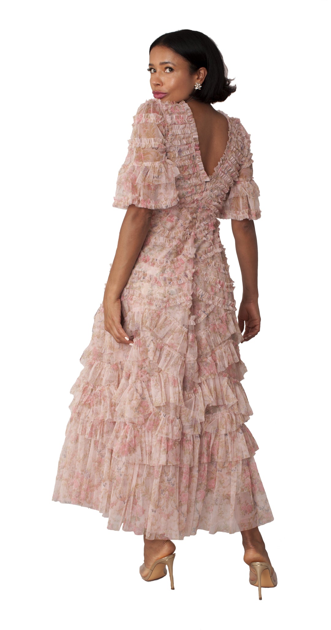 Success Tiered Ruffle Dress | Floral Midi Dress - 82636