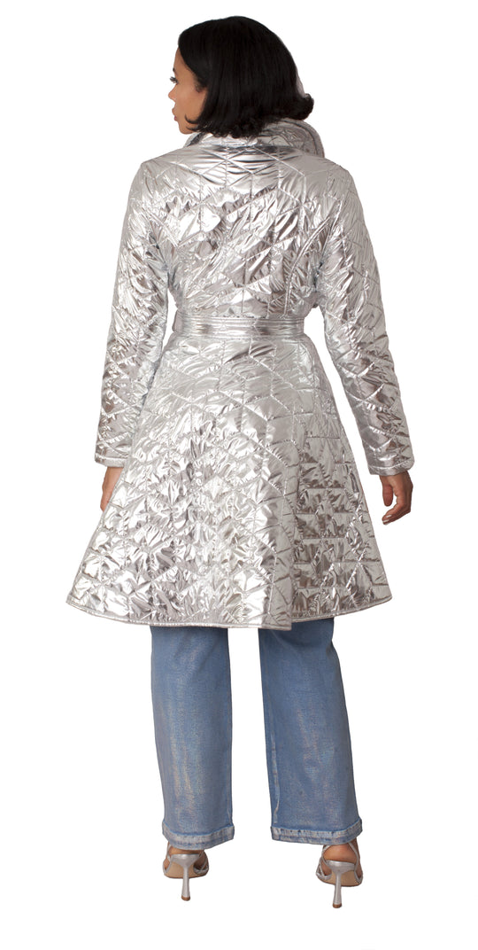 Metallic Quilted Wrap Coat - 82653