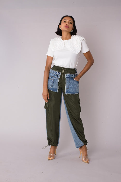 Denim Hybrid Cargo Joggers - 82656