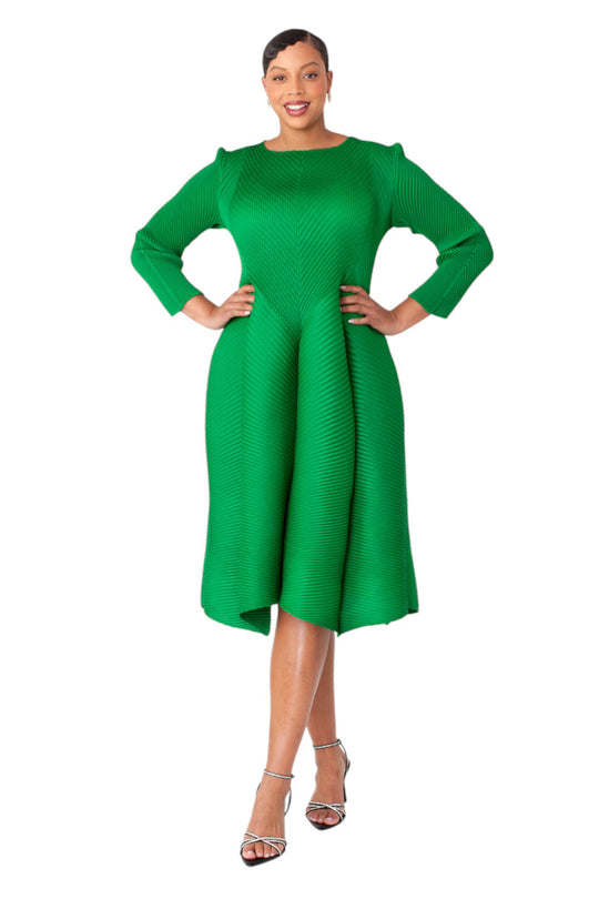 Vibrant Textured Bubble Midi Dress - 82765