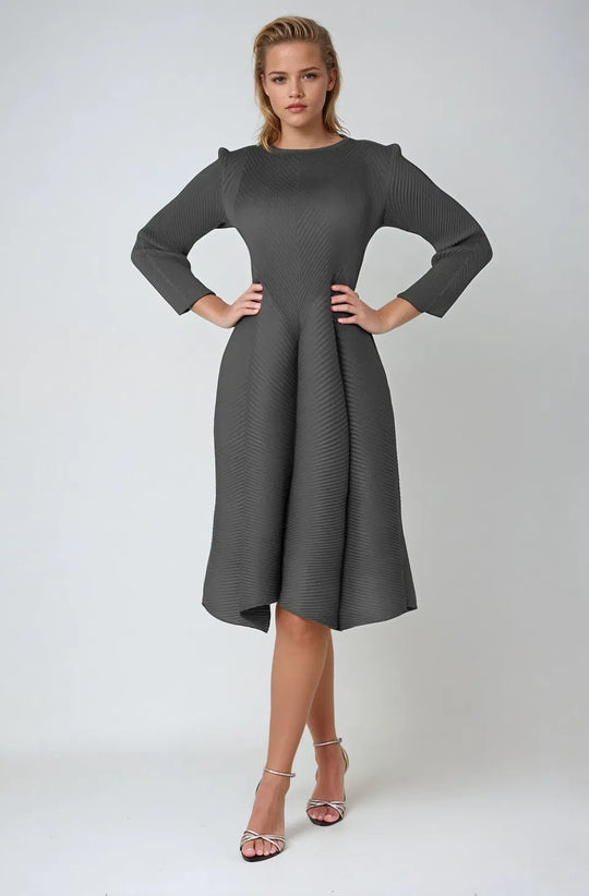 Vibrant Textured Bubble Midi Dress - 82765