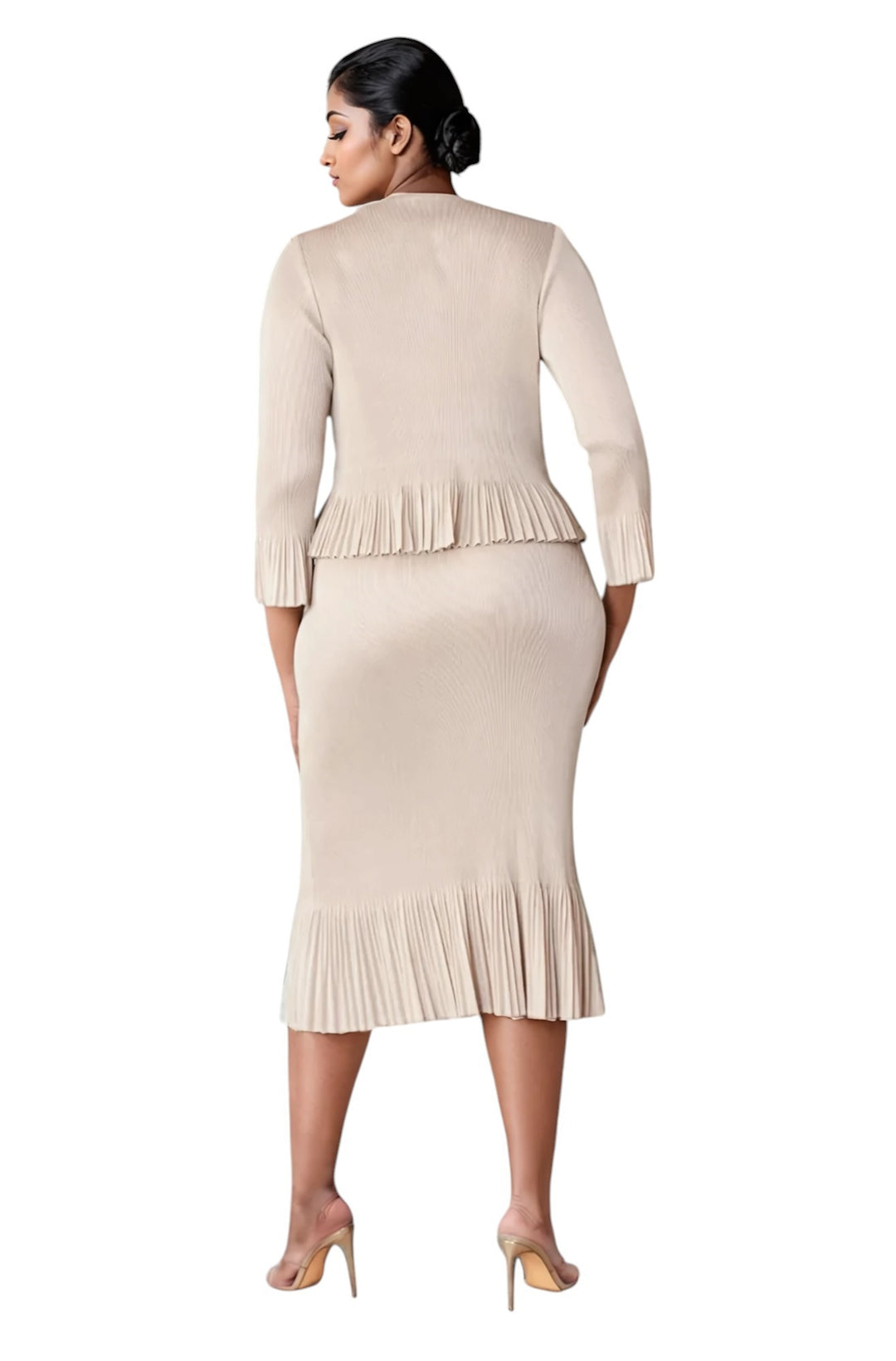 Elegant Ribbed Knit Skirt Set- 82777