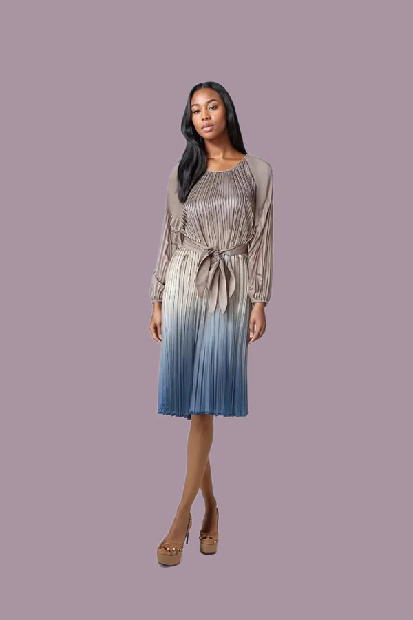 Gradient Pleated Midi Dress -82783