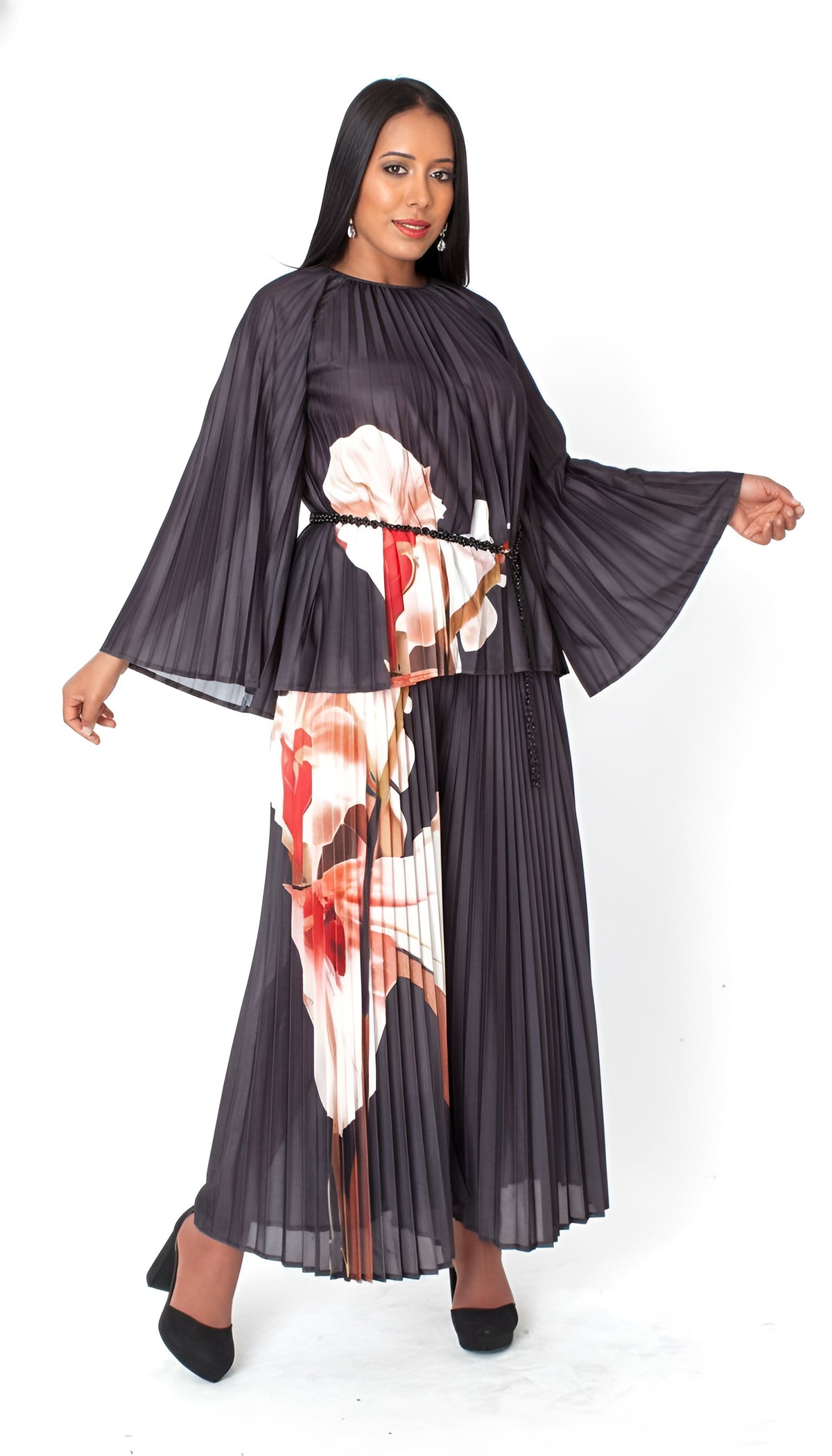 Petal Pleated Wide-Leg Pantset - 82907