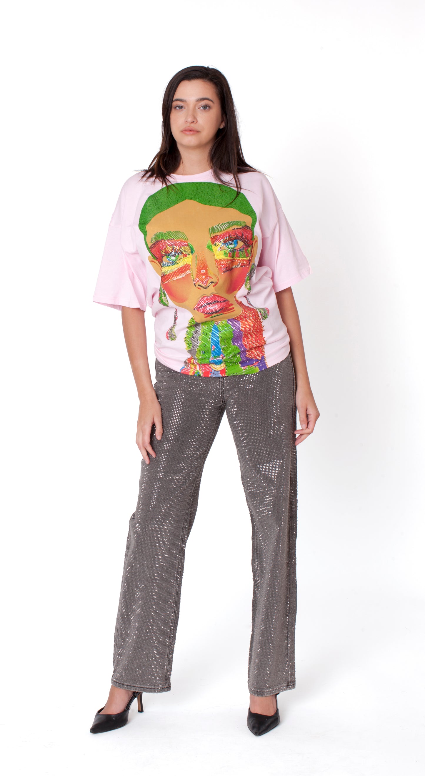 Electric Portrait Rhinestone Tee - 83064