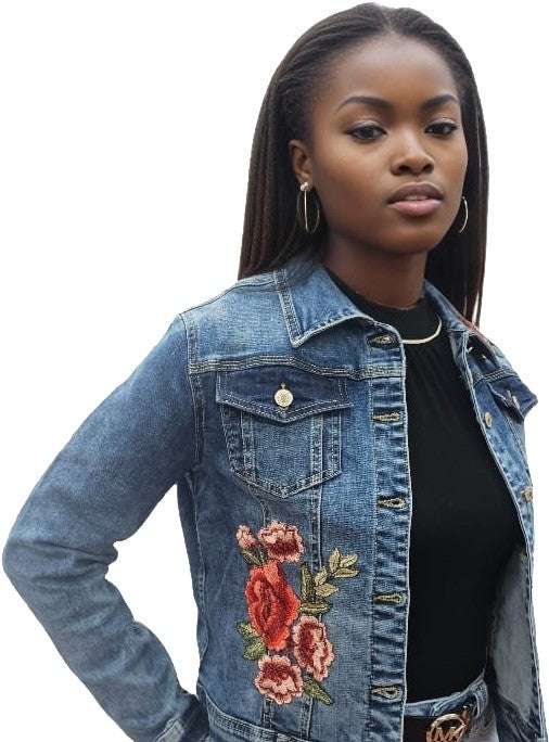 Embroidered Denim Jacket - 8779