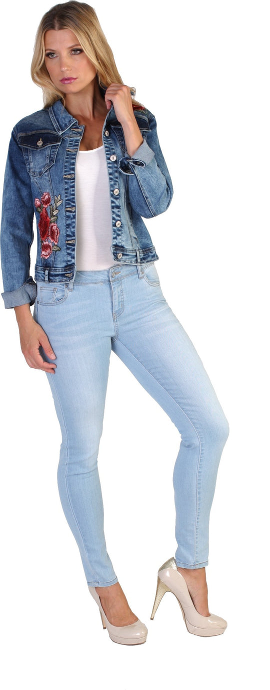 Embroidered Denim Jacket - 8779