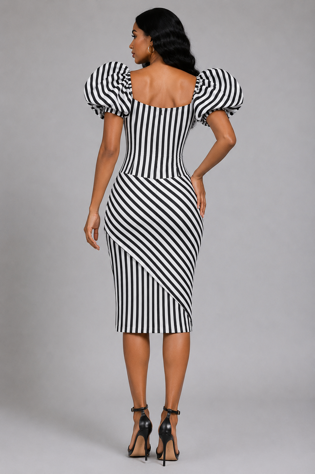 FOR HER NYC 9758_WHITE-BLACK-STRIPE REGULAR BACK VIEW