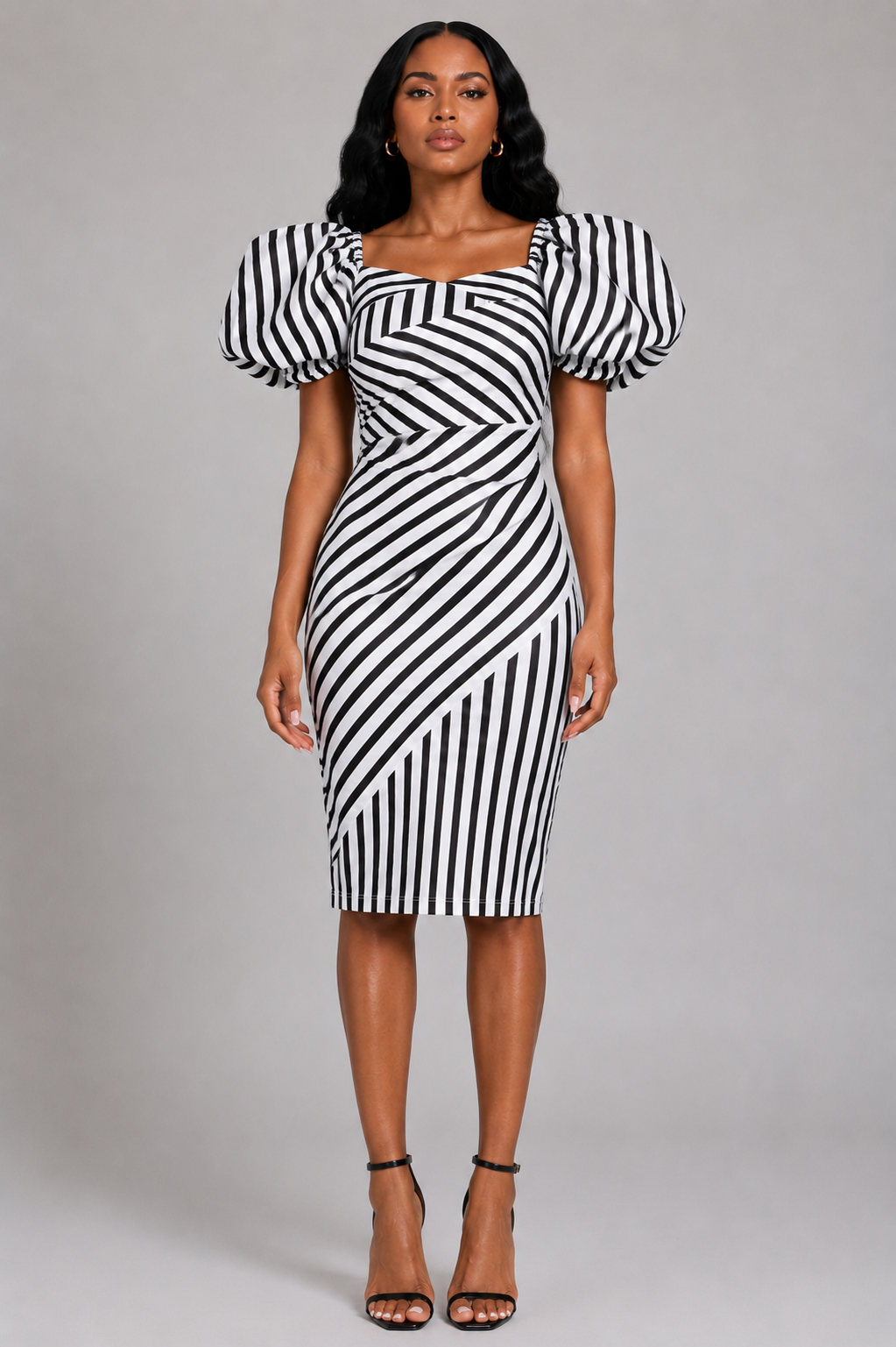 FOR HER NYC 9758_WHITE-BLACK-STRIPE FRONT VIEW