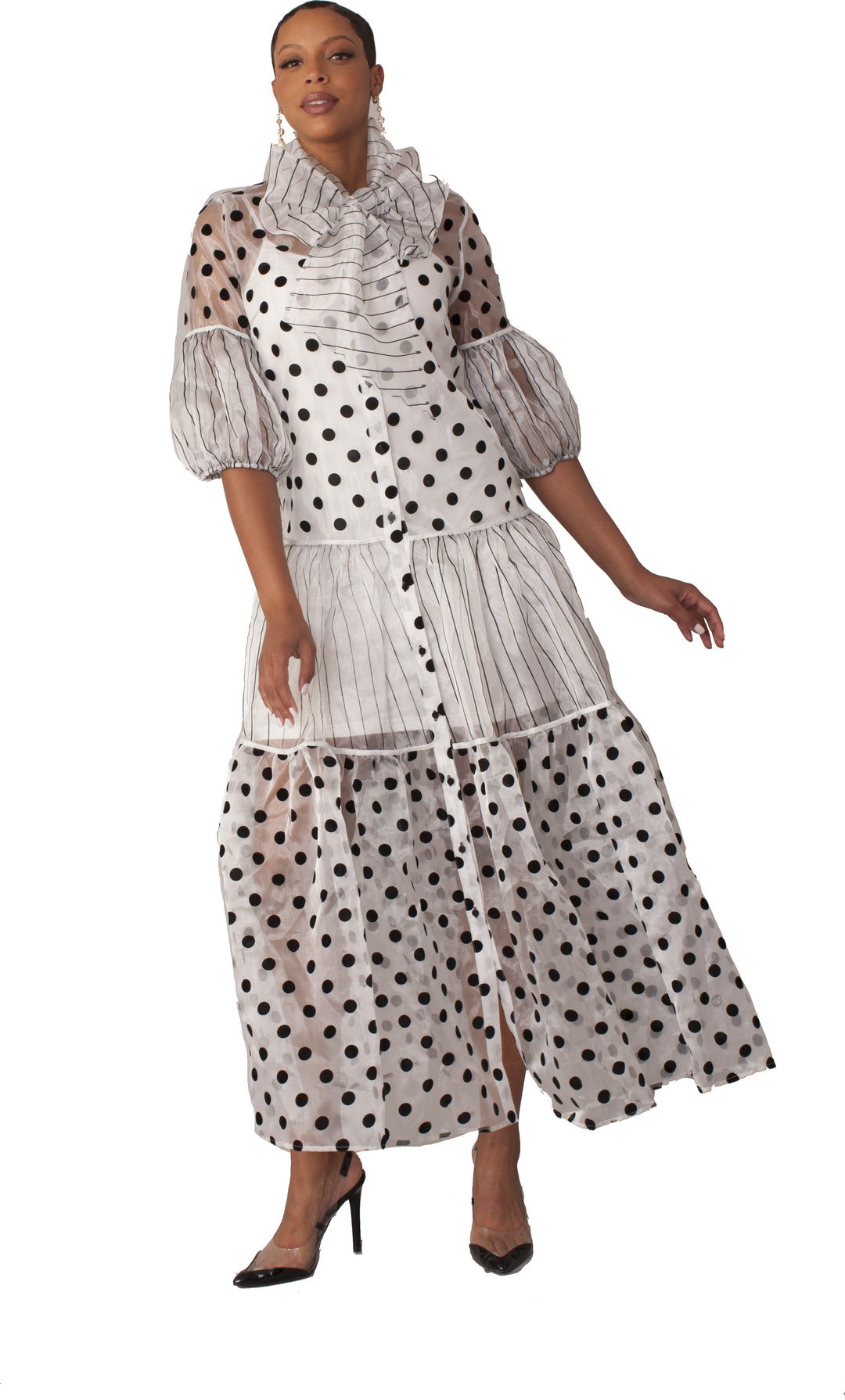 Victorian Polka Dot Tiered Maxi Dress - 82314