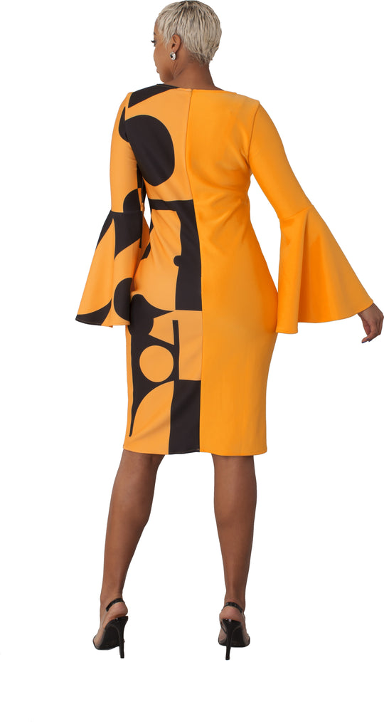 Color Block Bell Sleeve Dress - 82062