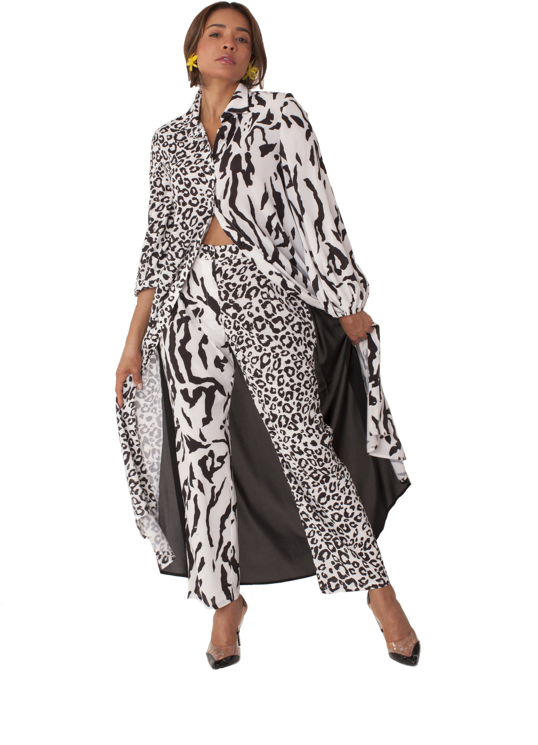 Mixed Animal Print Kimono Set - 82346