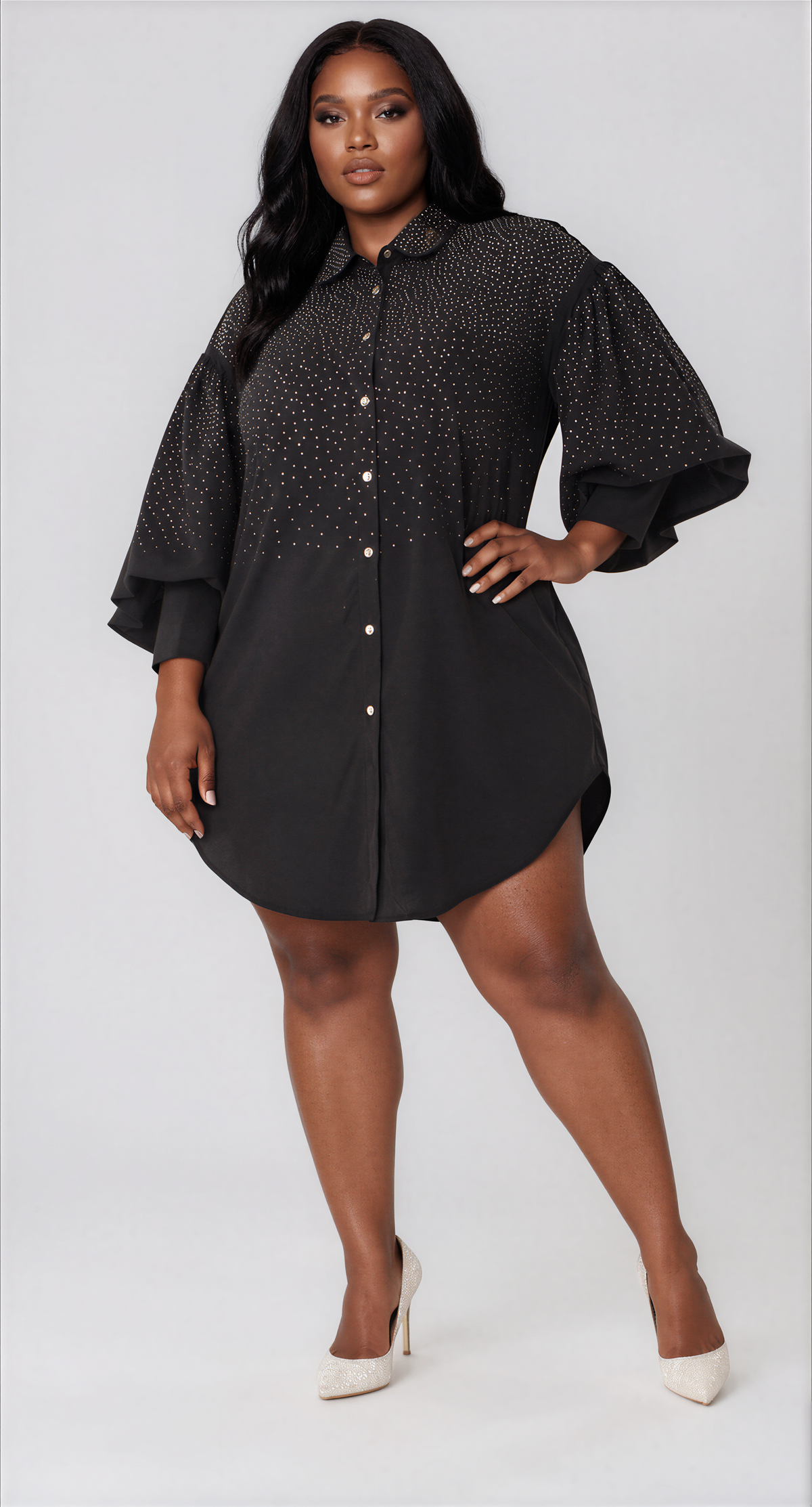 Embellished Long Sleeve Shirt -82214