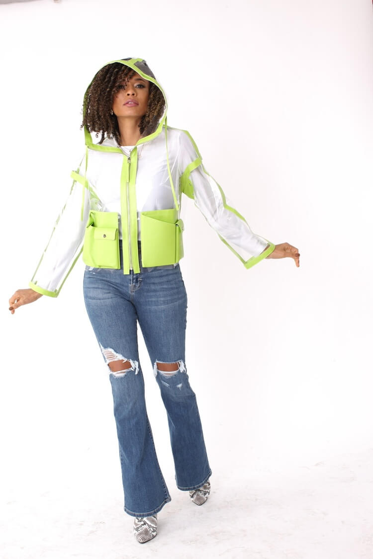 Transparent Utility Jacket with Leather Trim- 81928