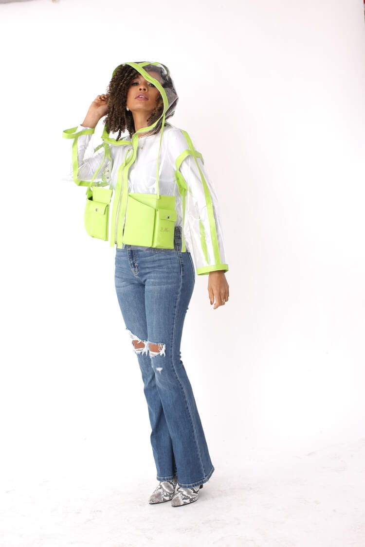 Transparent Utility Jacket with Leather Trim- 81928
