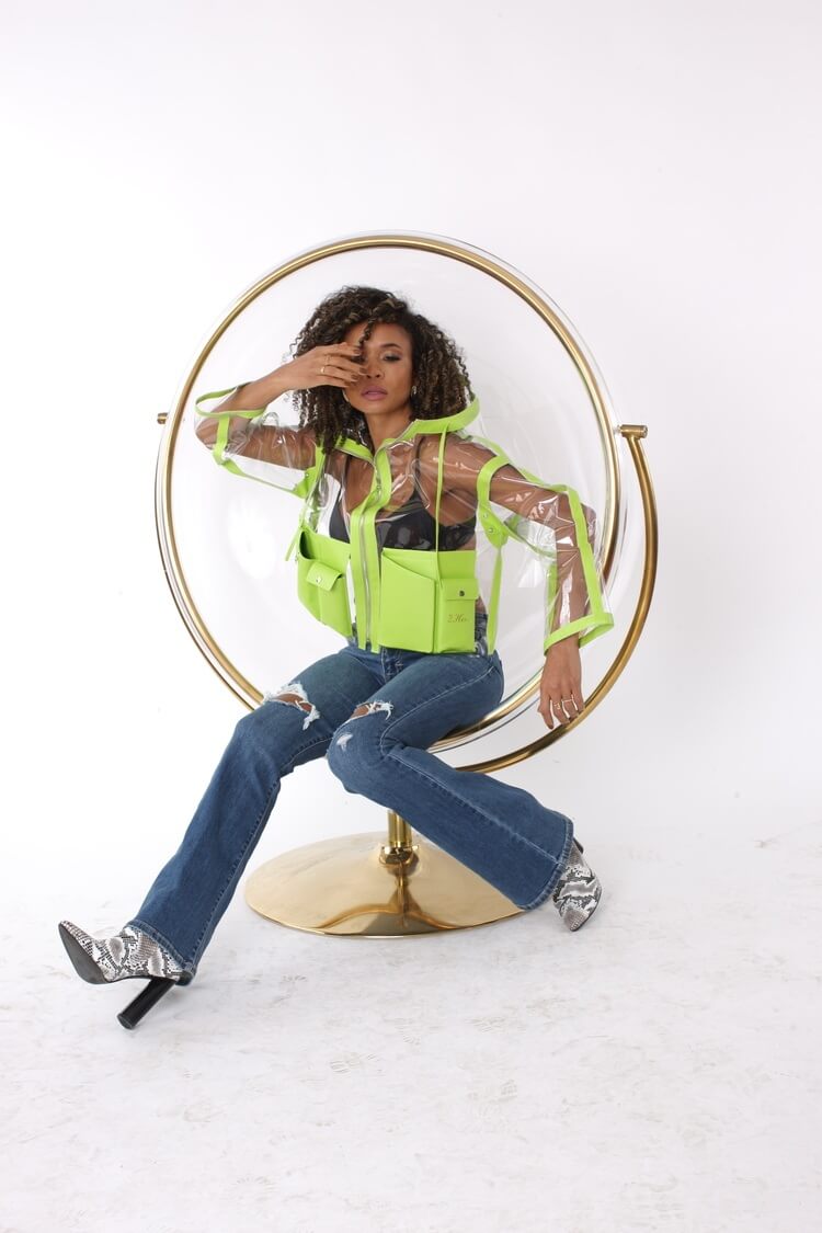 Transparent Utility Jacket with Leather Trim- 81928