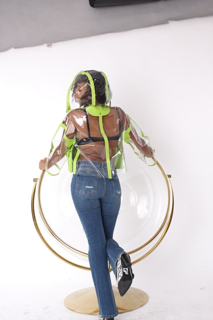 Transparent Utility Jacket with Leather Trim- 81928