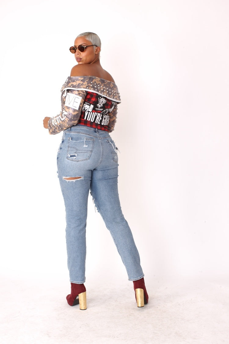 Leather Camo Jacket -81939