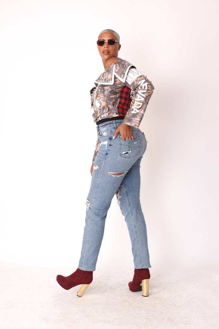 Leather Camo Jacket -81939