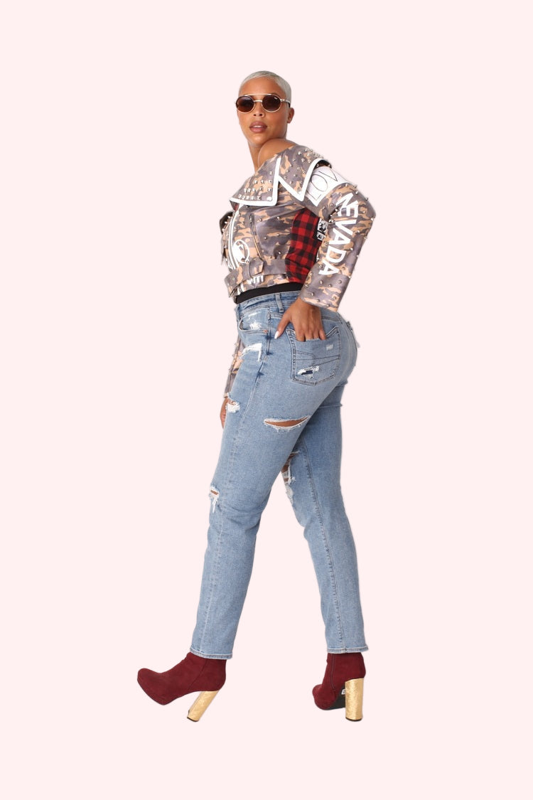 Leather Camo Jacket -81939