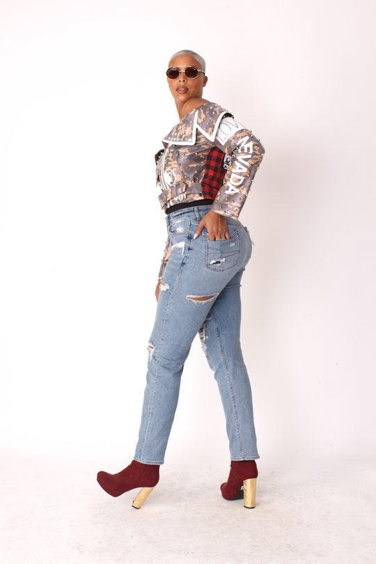 Leather Camo Jacket -81939