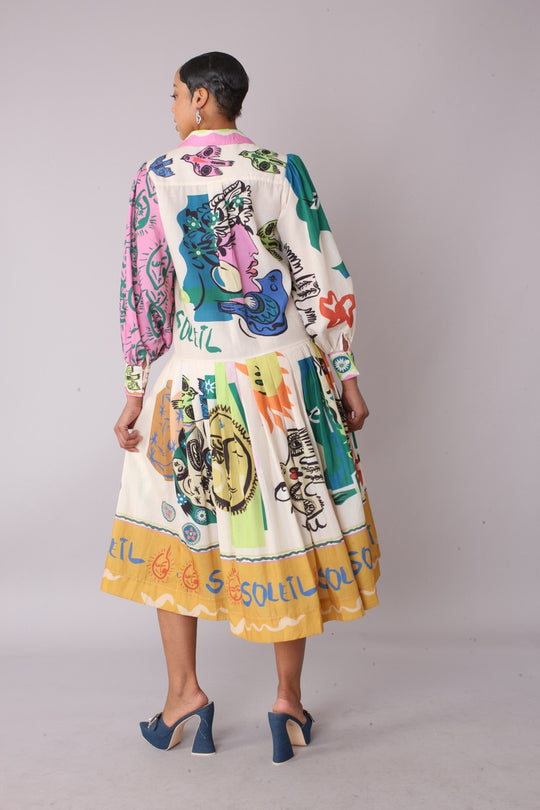 Artistic Print Shirt Dress -82425