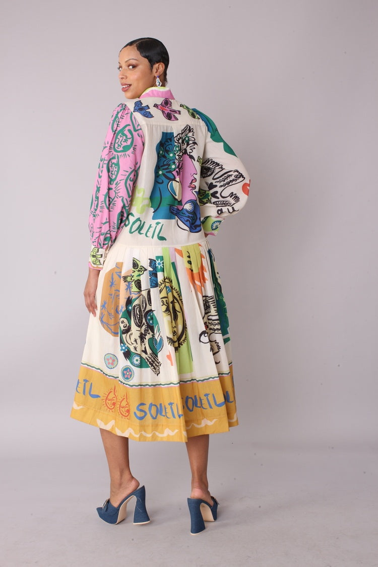 Artistic Print Shirt Dress -82425