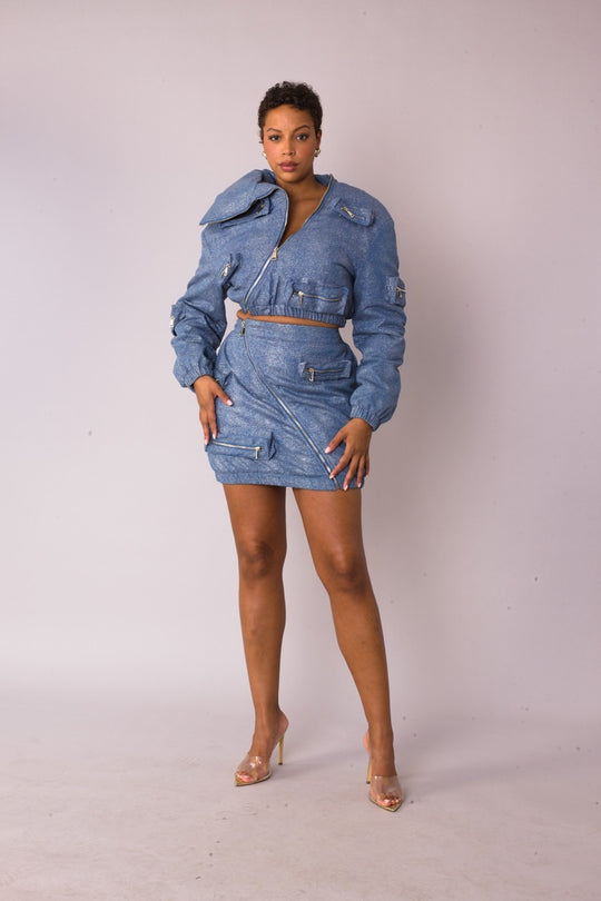 Metallic Shimmer Mini Skirt -82593
