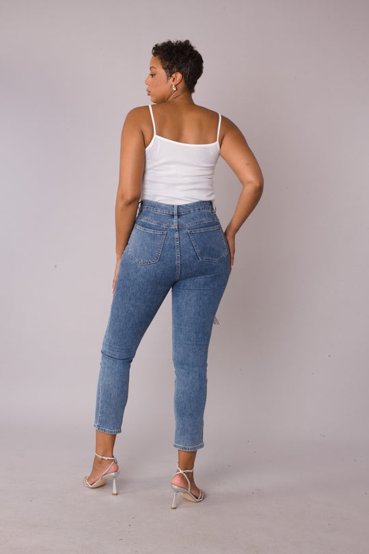 Metallic Fringe Cropped Jeans -82531