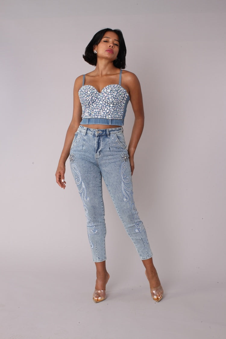 Embroidered Capri Denim -82459