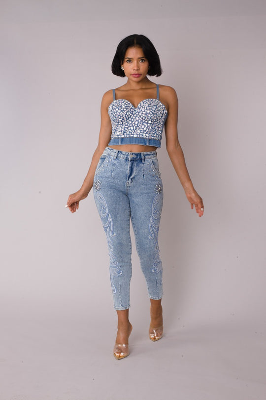Embroidered Capri Denim -82459