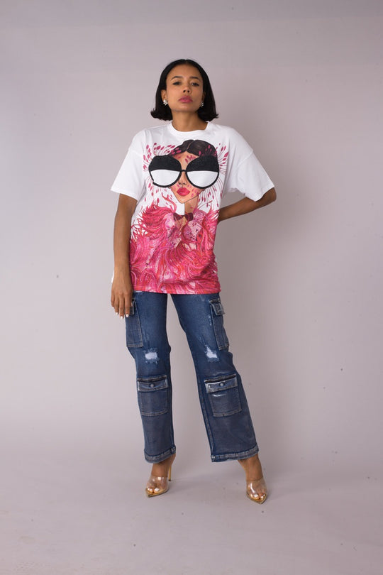 Glam Girl Graphic Oversized T-Shirt -82527