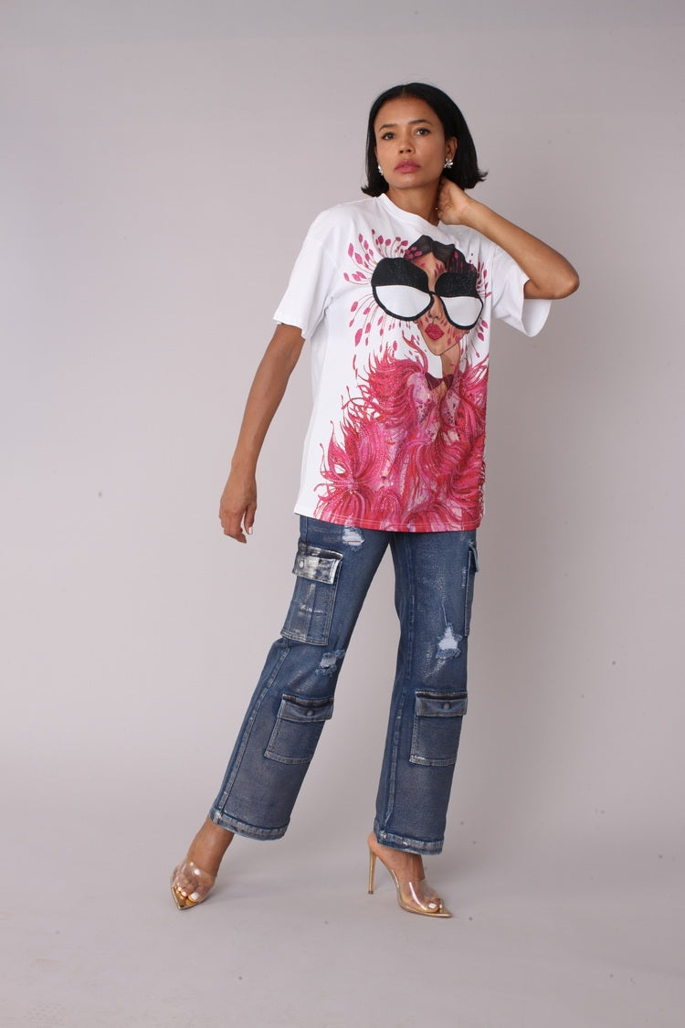 Glam Girl Graphic Oversized T-Shirt -82527