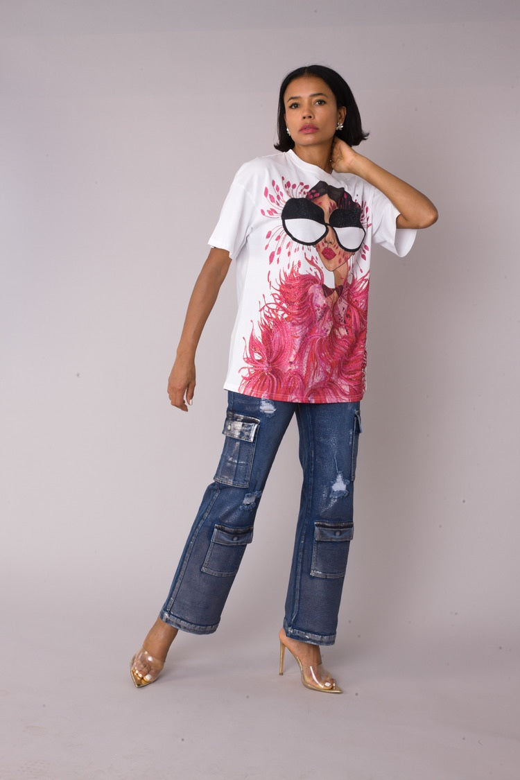 Glam Girl Graphic Oversized T-Shirt -82527