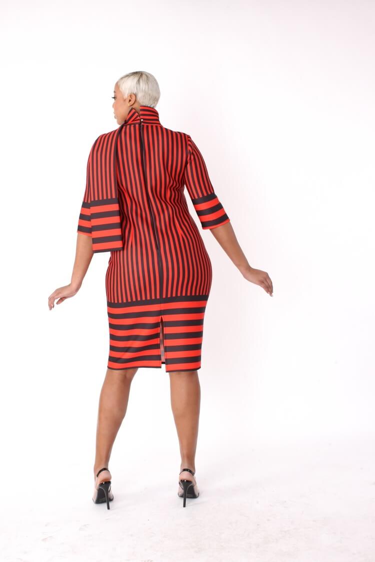 Scuba Striped Bodycon Dress -82059