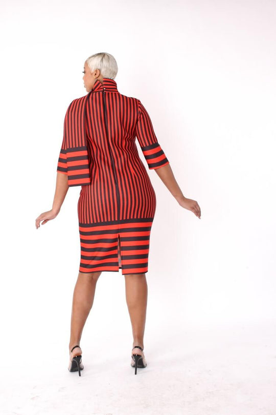 Scuba Striped Bodycon Dress -82059