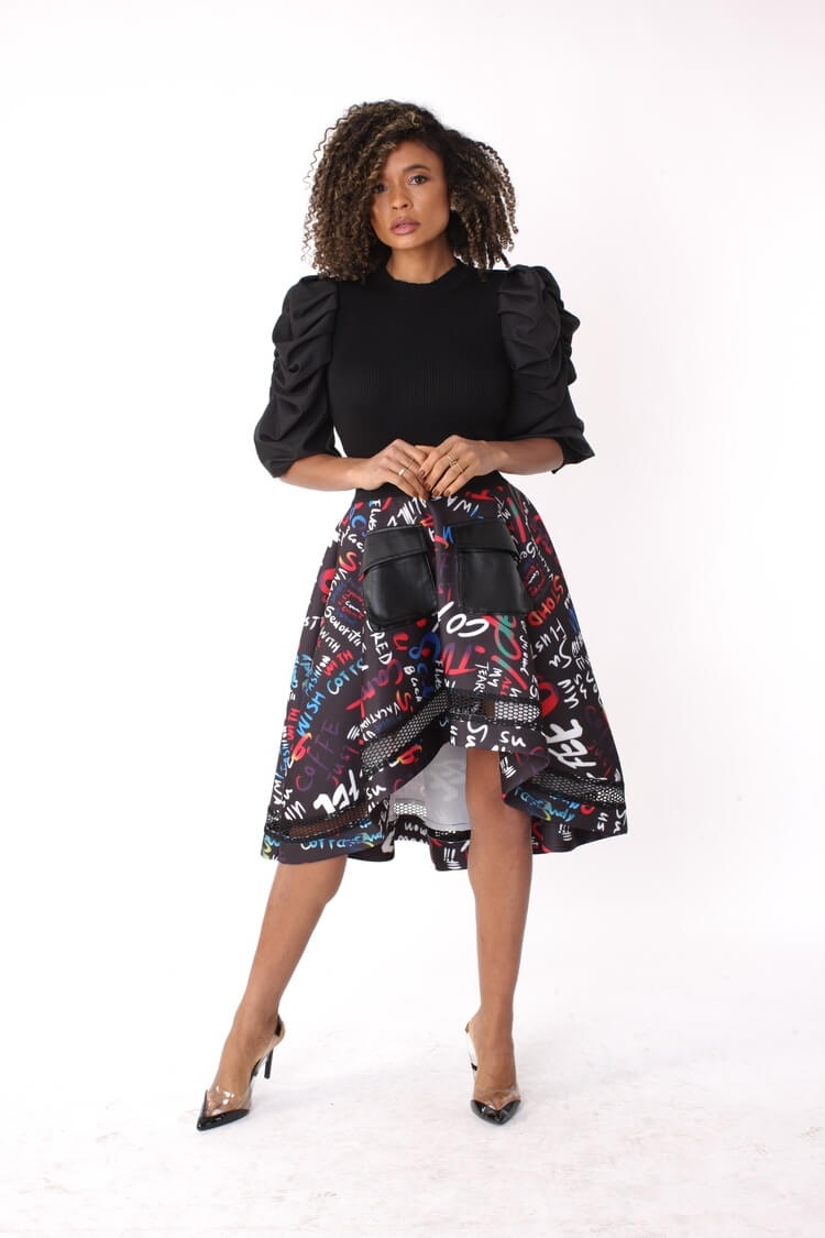 Graphic Scuba Skirt with Netting- 82001