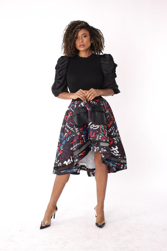 Graphic Scuba Skirt with Netting- 82001