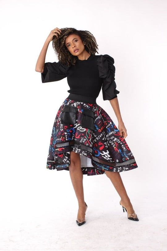 Graphic Scuba Skirt with Netting- 82001