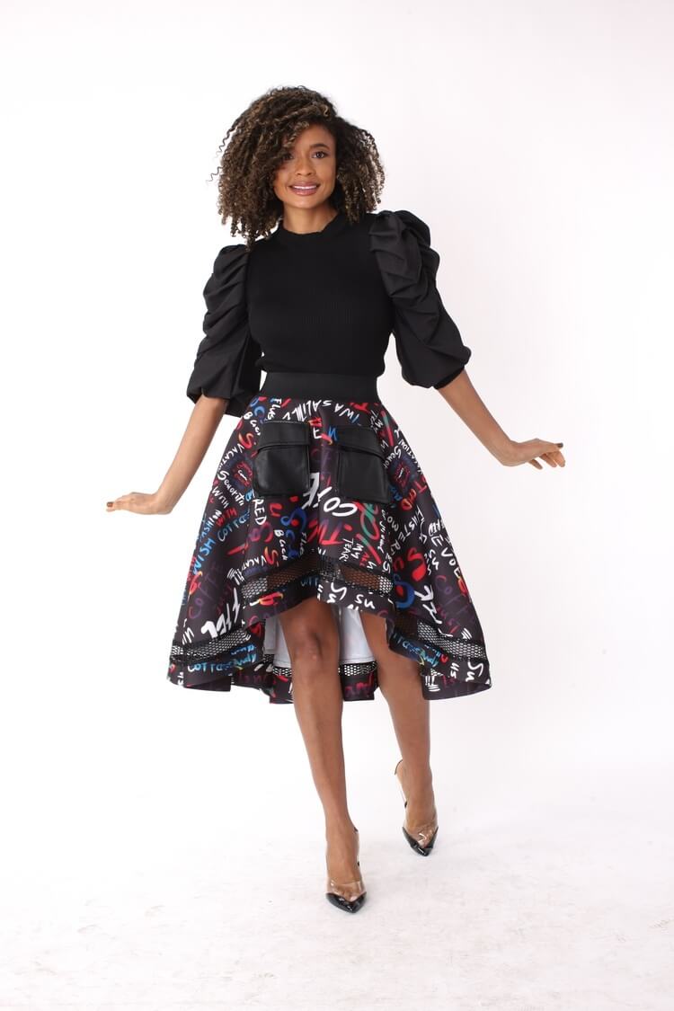 Graphic Scuba Skirt with Netting- 82001