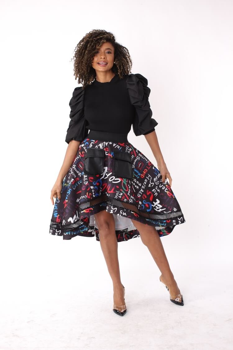 Graphic Scuba Skirt with Netting- 82001
