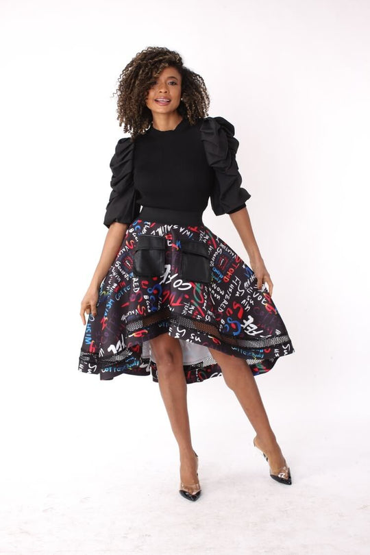 Graphic Scuba Skirt with Netting- 82001