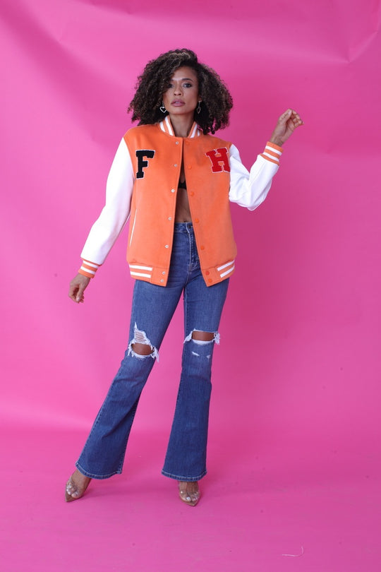 Orange Varsity Jacket -82153