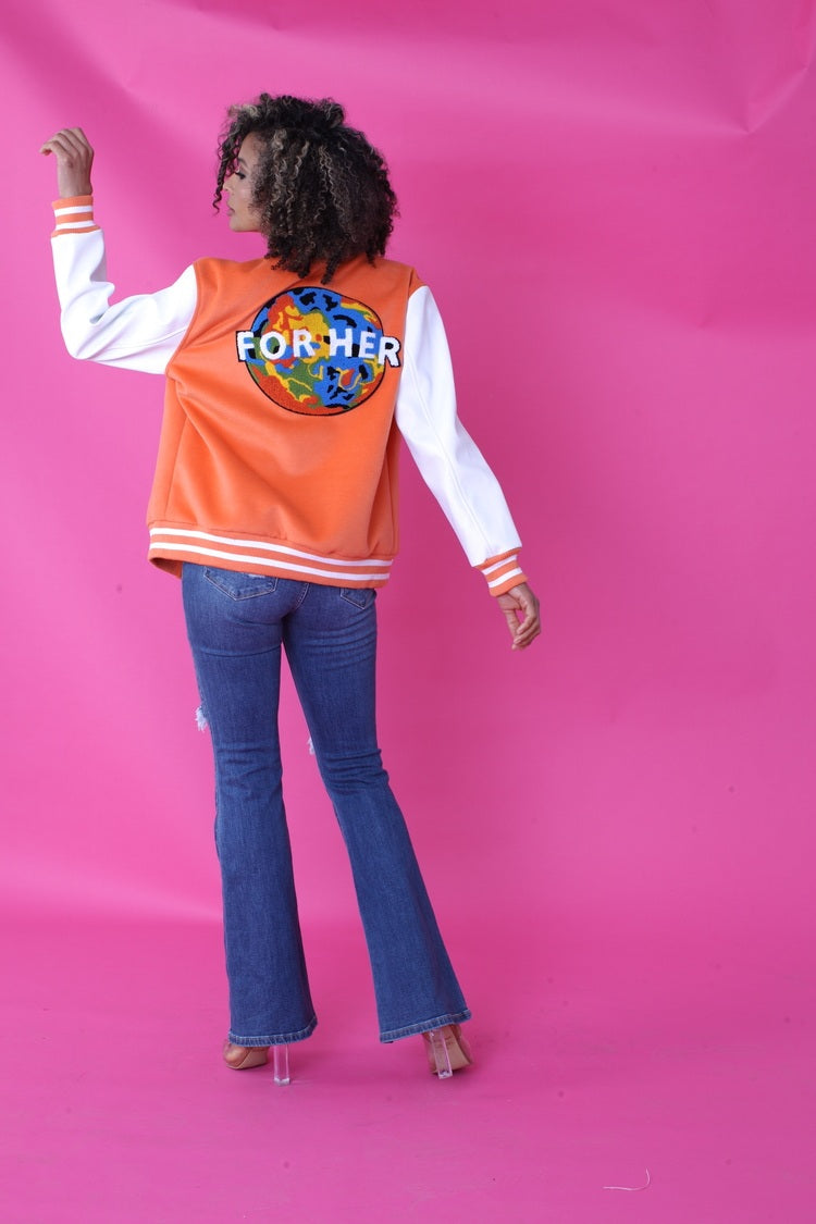 Orange Varsity Jacket -82153