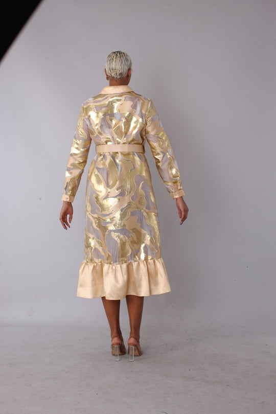 Gold Metallic Organza Dress -82210