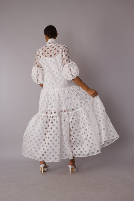 Polka Dot Tiered Maxi Dress - 82298
