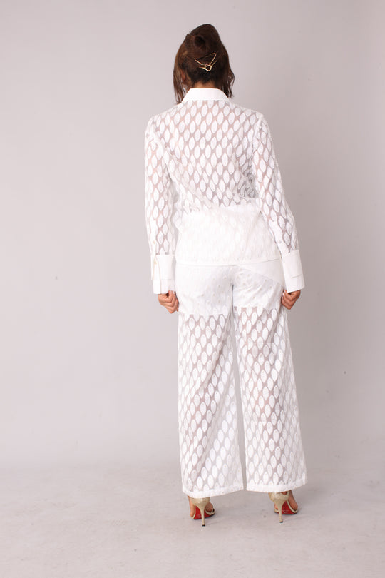 Eyelet Wide-Leg Pants - 82339